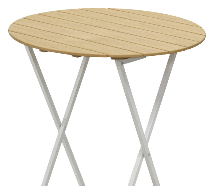 Mesa alta blanca, tablero efecto madera, foto 4 de 5
