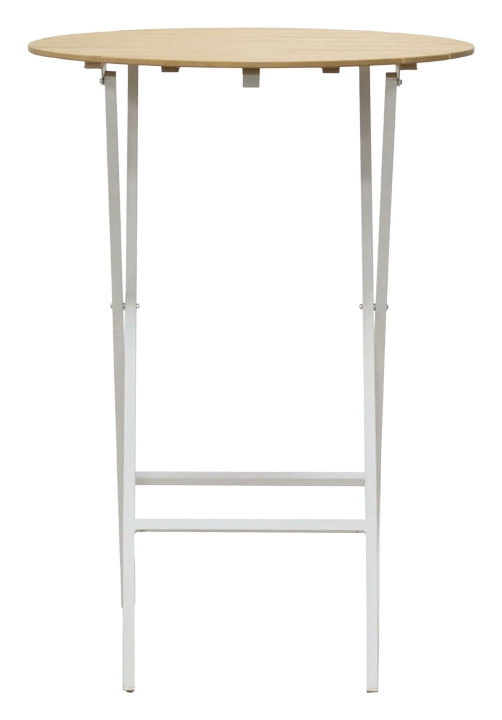Mesa alta blanca, tablero efecto madera, foto 2 de 5