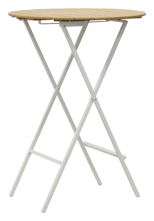 Mesa alta blanca, tablero efecto madera, foto 5 de 5