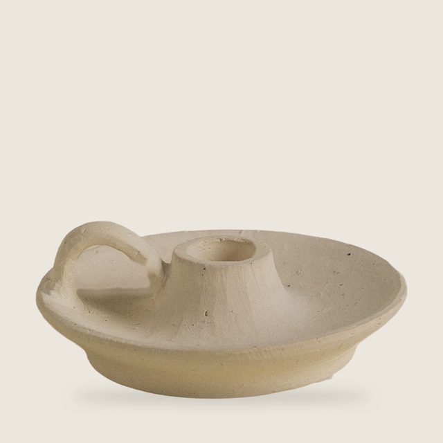 Candelabro de cerámica beige