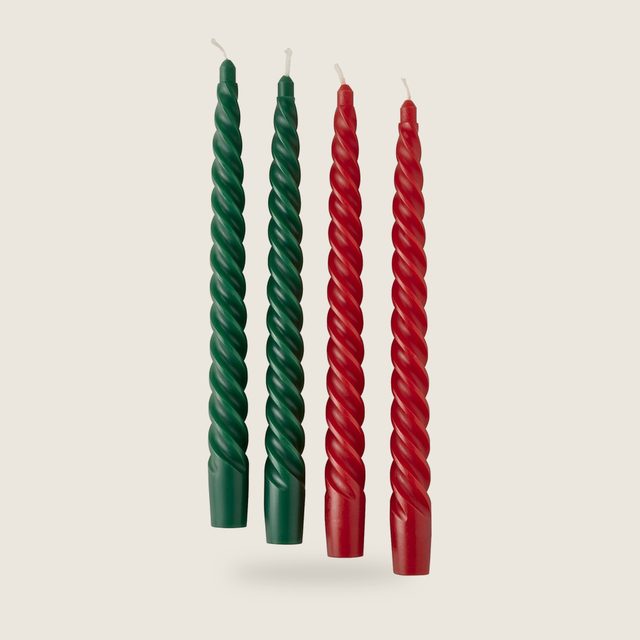 Vela larga en espiral roja y verde 25 cm