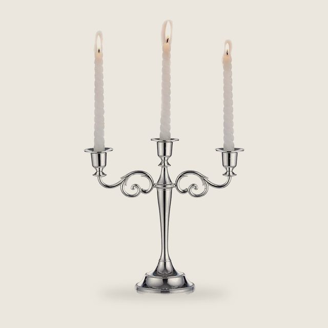 Candelabro plateado de 3 brazos