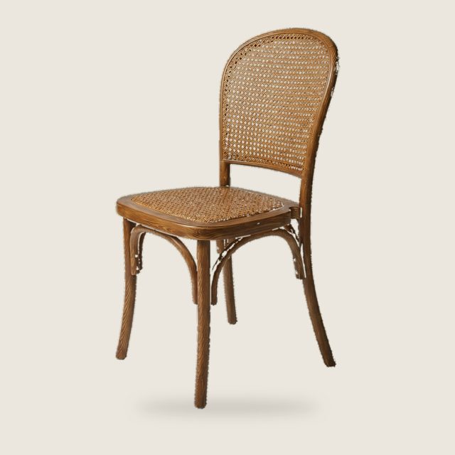 Silla de rejilla efecto nogal