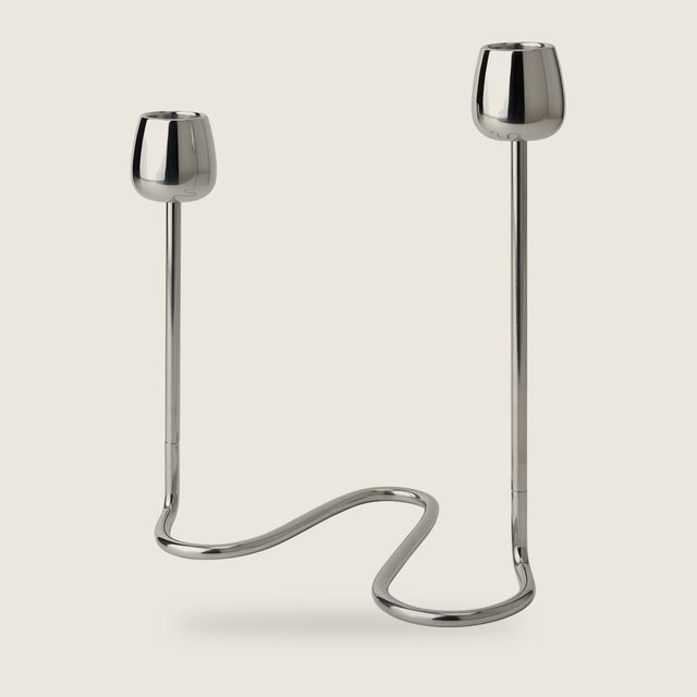 Candelabro 2 velas plateado 20 cm